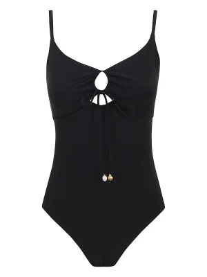 Tory Burch Bow Detailed Ruched Swimsuit