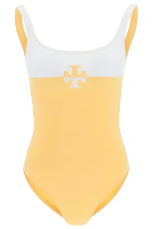 Tory Burch Color Blocked Logo Swimsuit