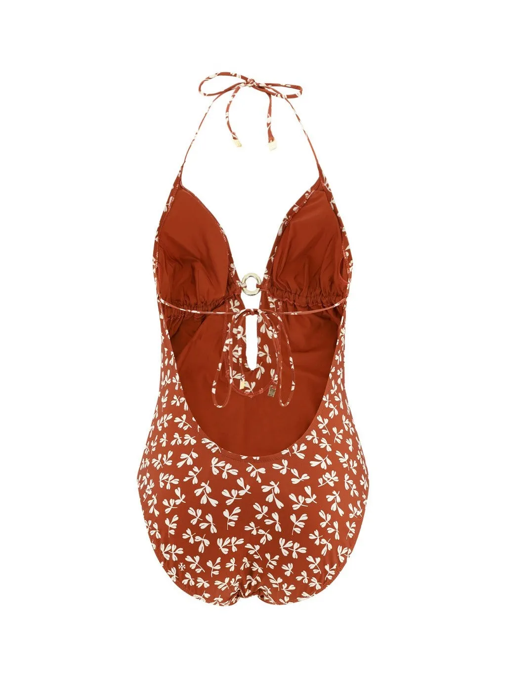 Tory Burch Floral Print V-Neck Swimsuit