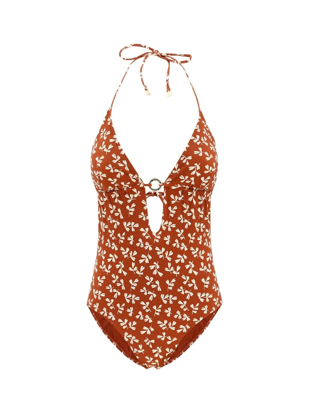 Tory Burch Floral Print V-Neck Swimsuit
