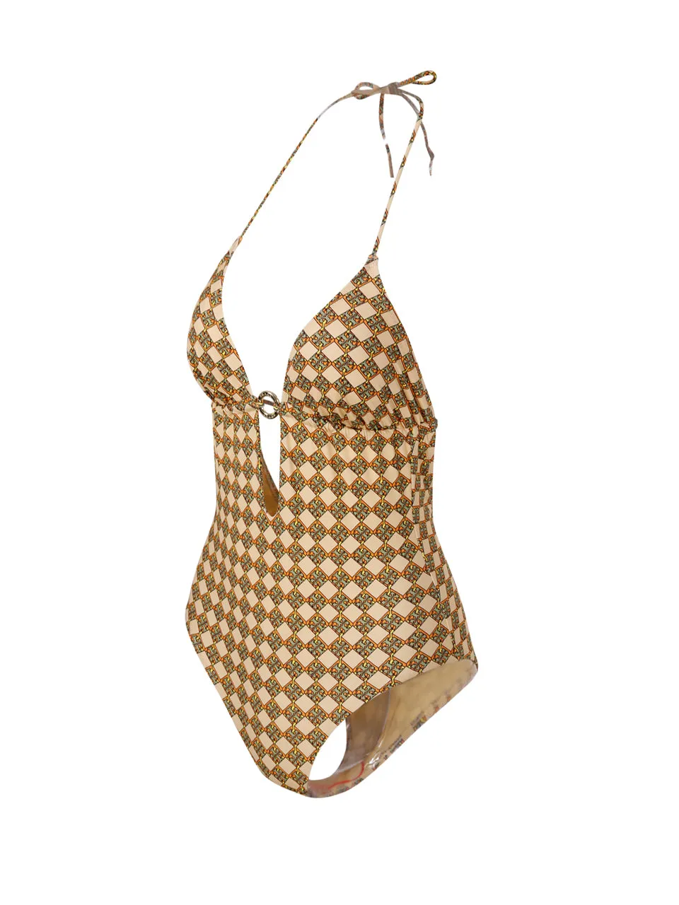 Tory Burch Monogram Print Open Back Swimsuit