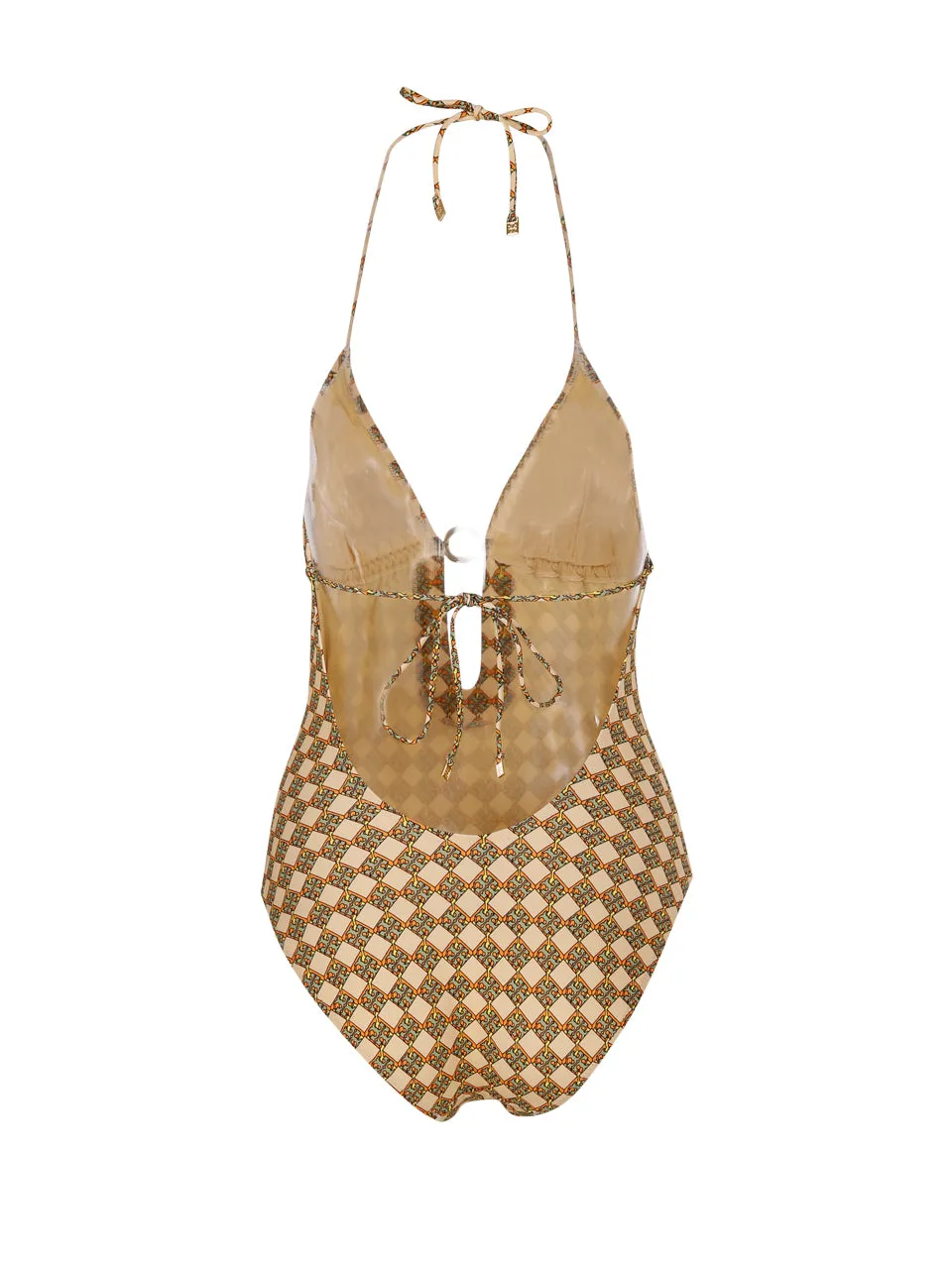 Tory Burch Monogram Print Open Back Swimsuit