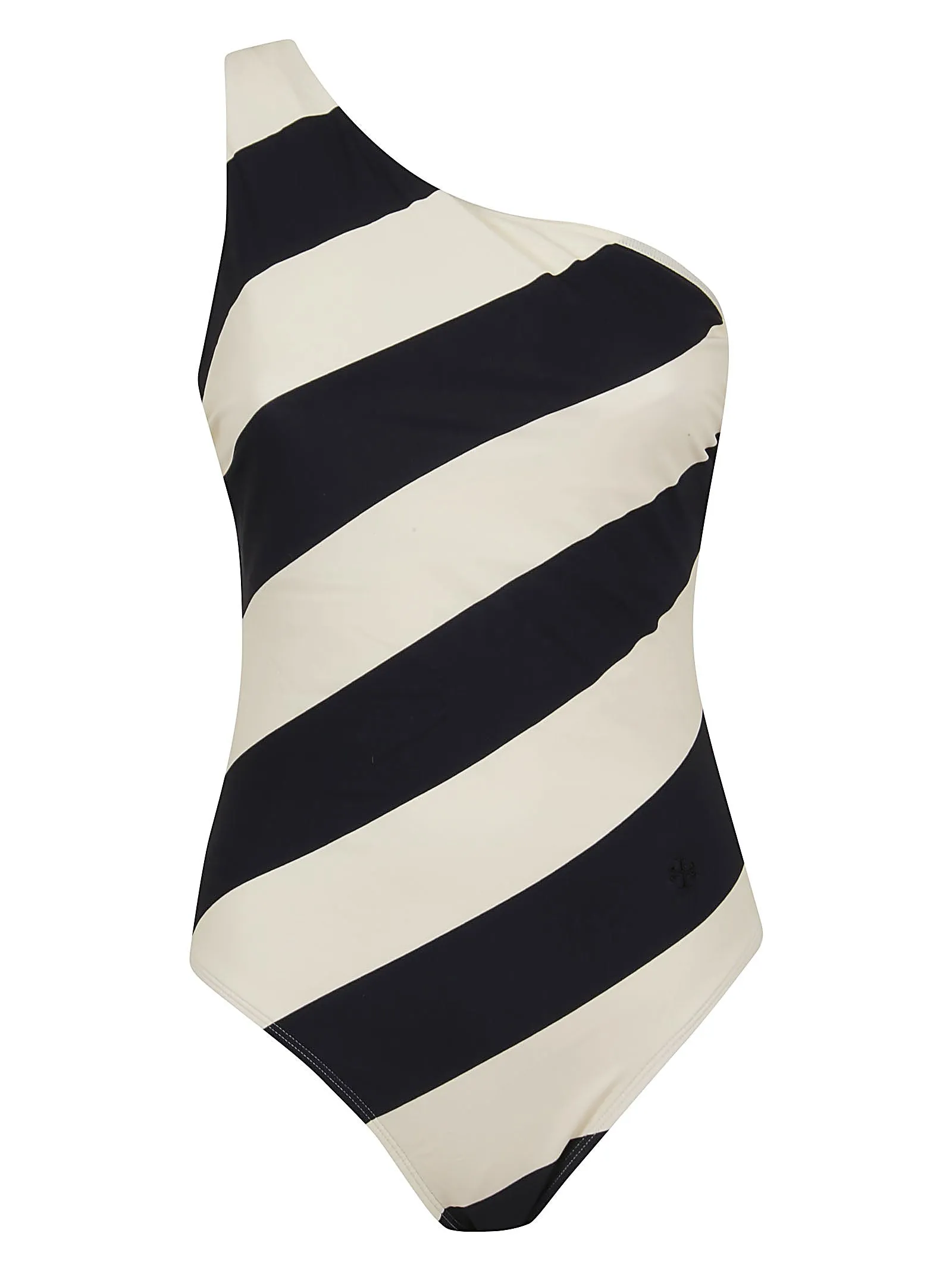 Tory Burch Striped One-Shoulder Swimsuit