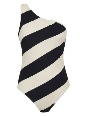 Tory Burch Striped One-Shoulder Swimsuit
