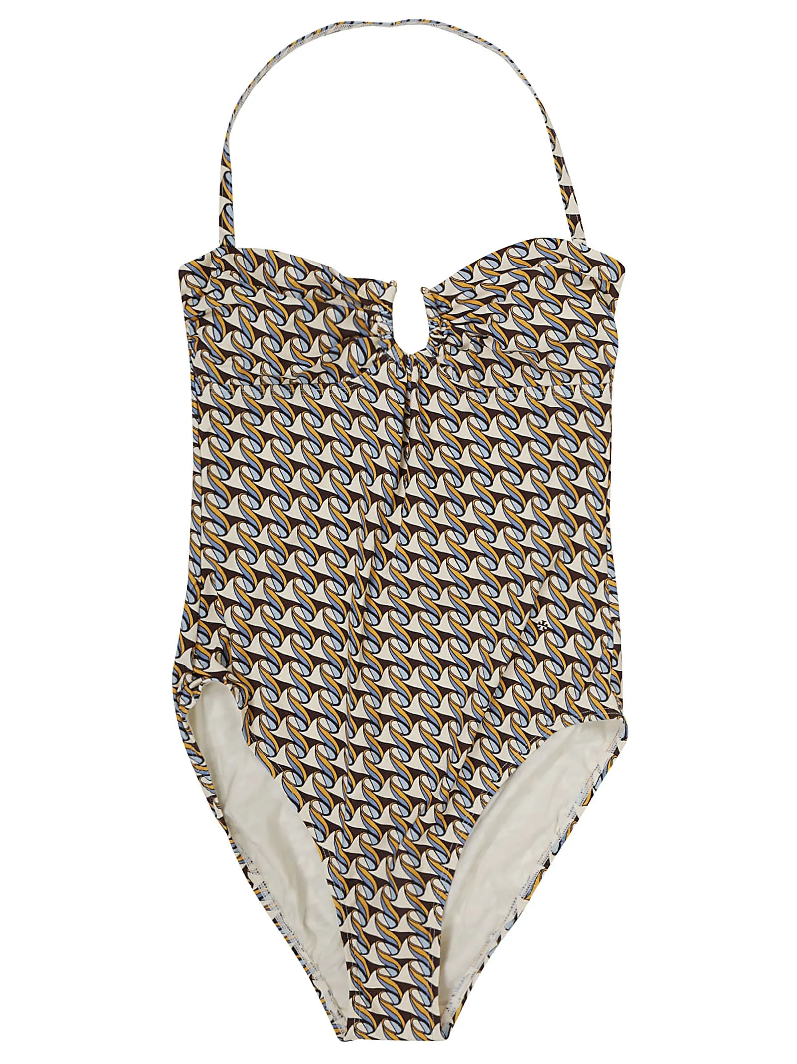 Tory Burch Wave Printed Low Back Swimsuit