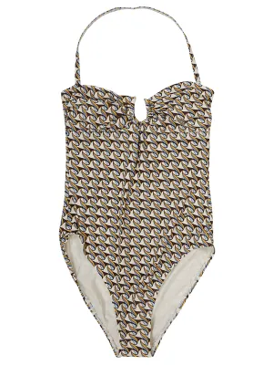 Tory Burch Wave Printed Low Back Swimsuit