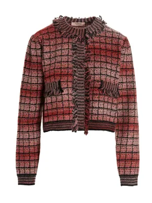 TWINSET Checked Cropped Tweed Jacket