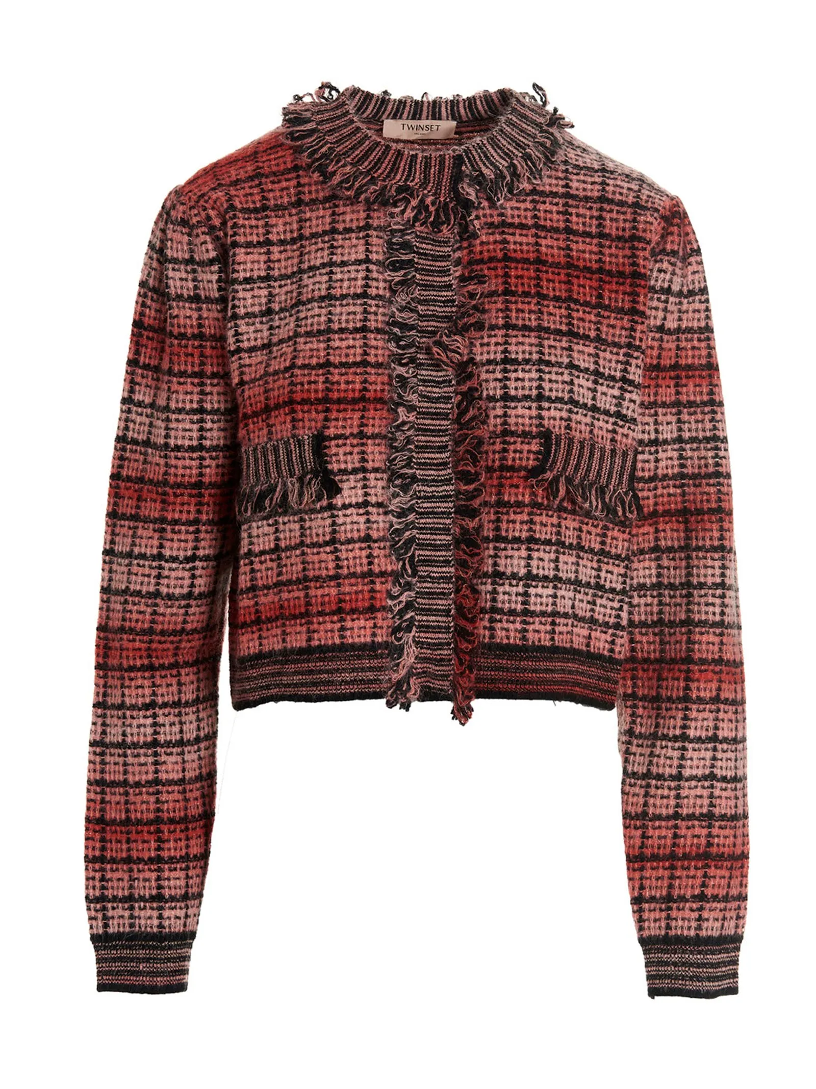 TWINSET Checked Cropped Tweed Jacket