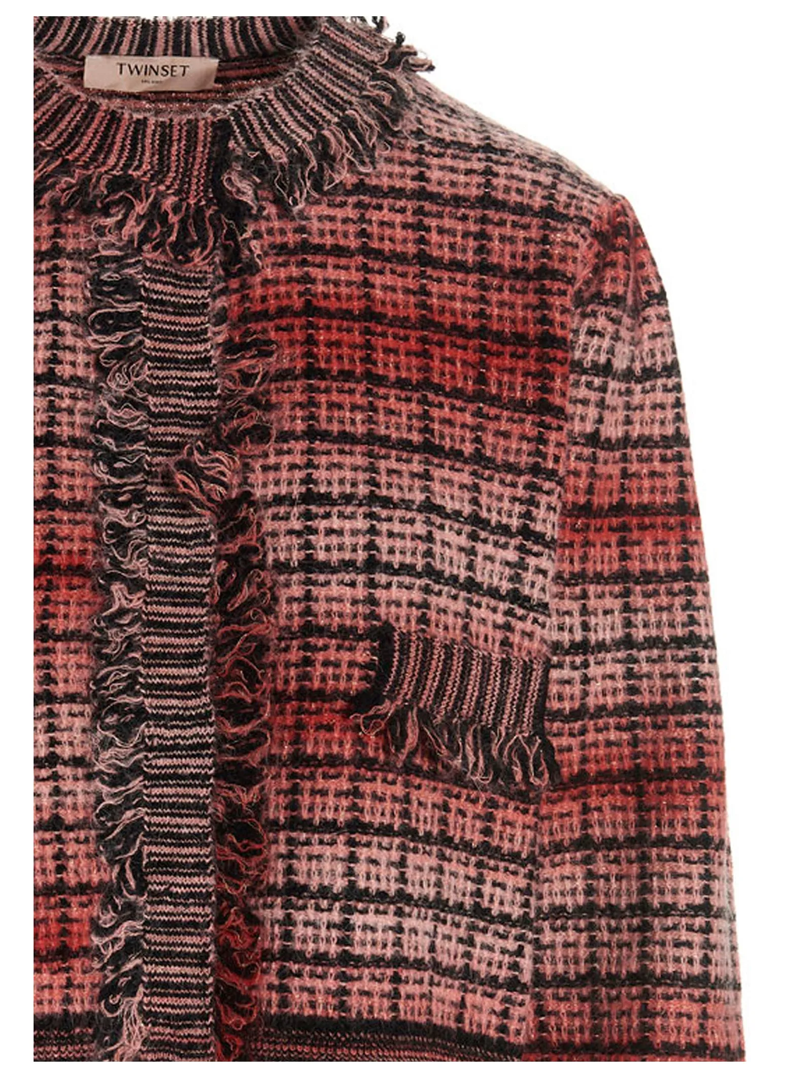 TWINSET Checked Cropped Tweed Jacket