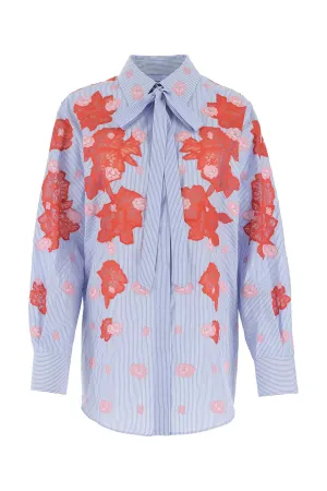 Valentino Floral Lace Pinstripe Shirt