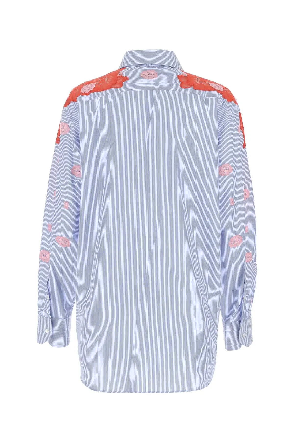 Valentino Floral Lace Pinstripe Shirt