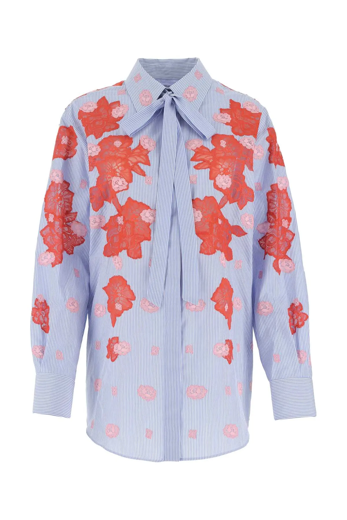 Valentino Floral Lace Pinstripe Shirt