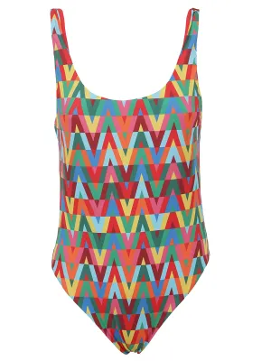 Valentino Optical Logo Printed One-Piece Swimsuit