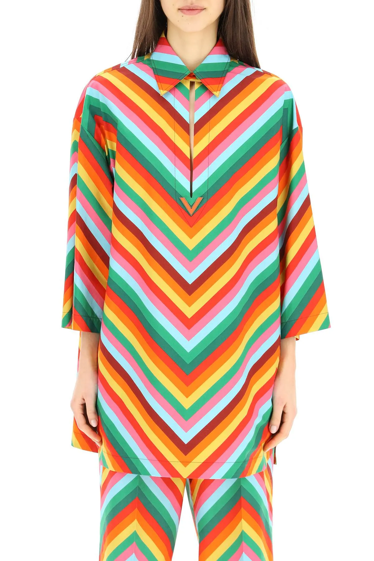 Valentino Rainbow Striped Shirt
