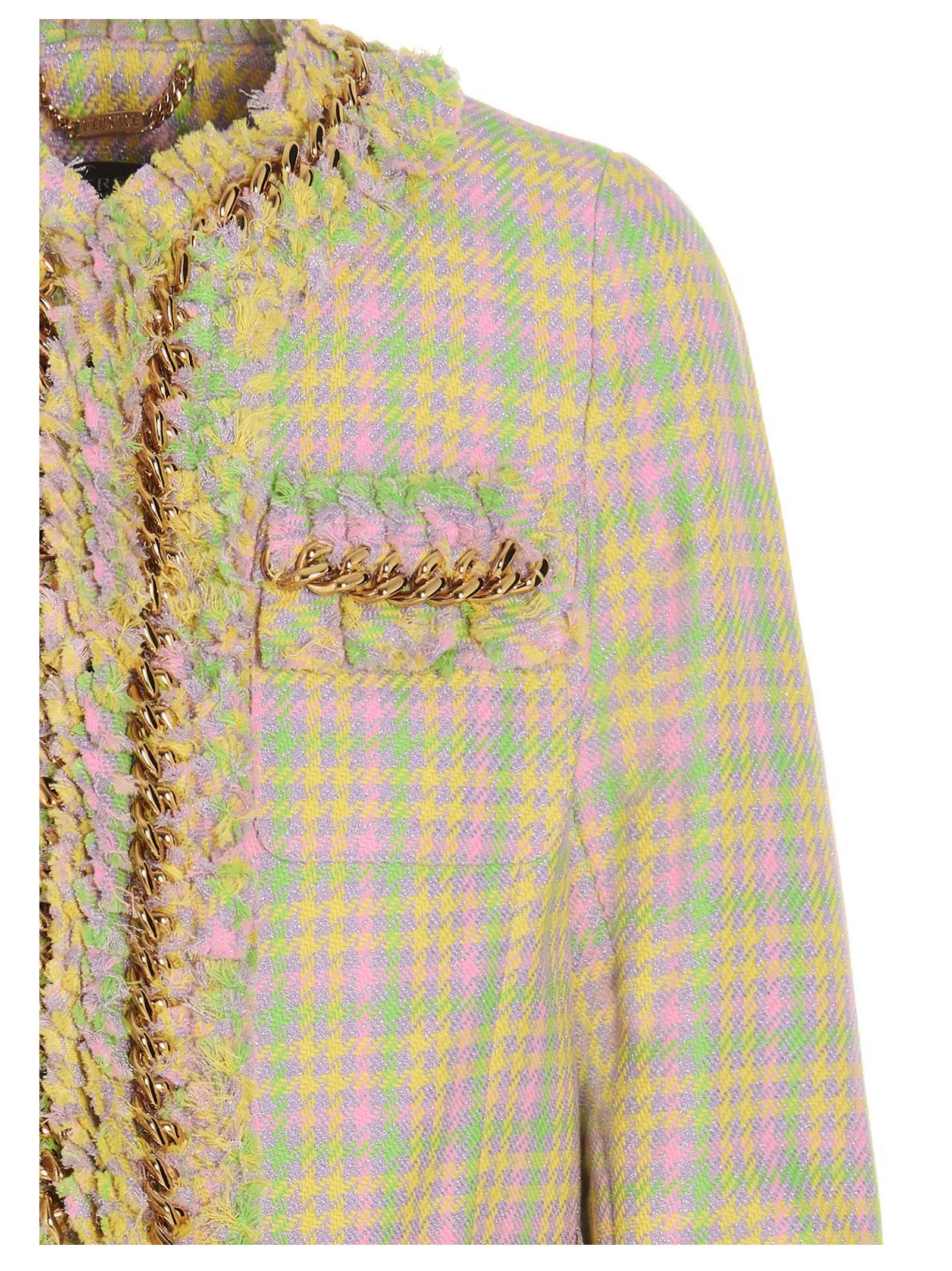 Versace Ruffled Chain Link Tweed Jacket