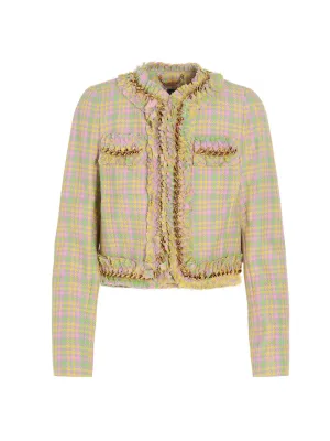 Versace Ruffled Chain Link Tweed Jacket
