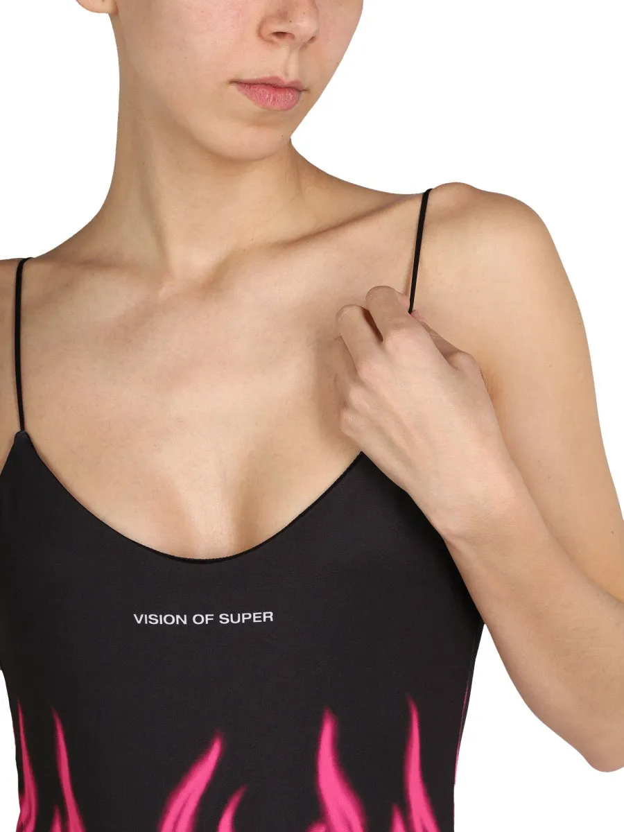 Vision Of Super Flame Print One-Piece Swimsuit
