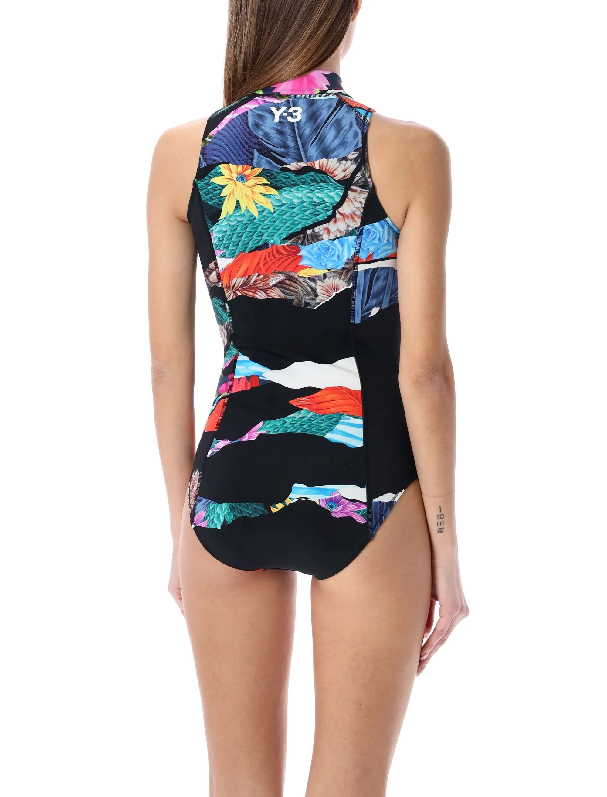 Y-3 Zip Detailed Sleeveless Swimsuit
